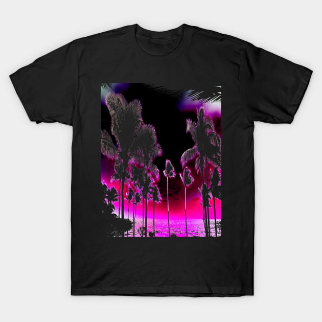 Palm Trees Scuba Man Emperor Exotic Rainbow Reef T-Shirt by PoizonBrand